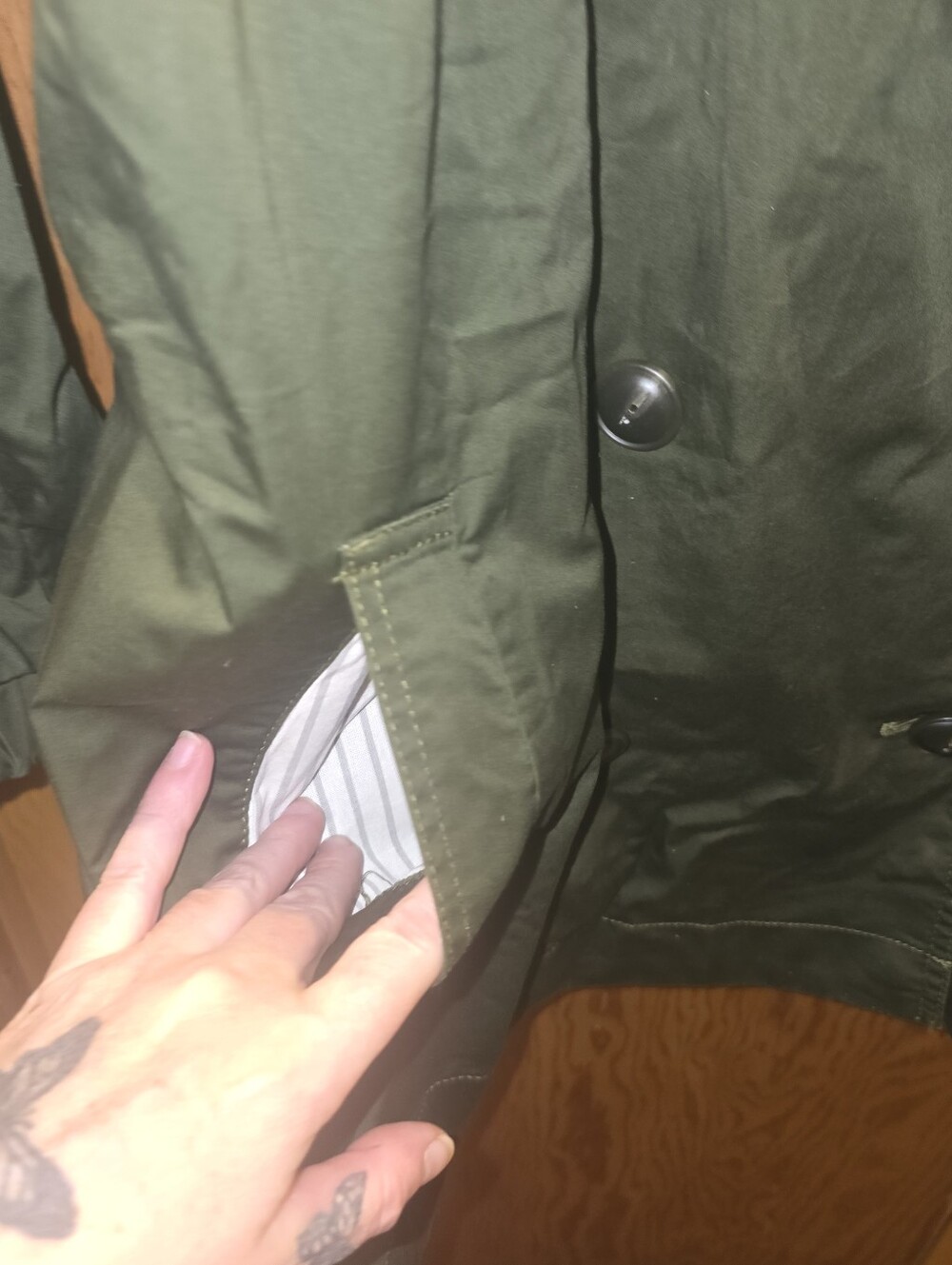 New no tags Cabi XL olive green pocketed coat - Picture 6 of 10